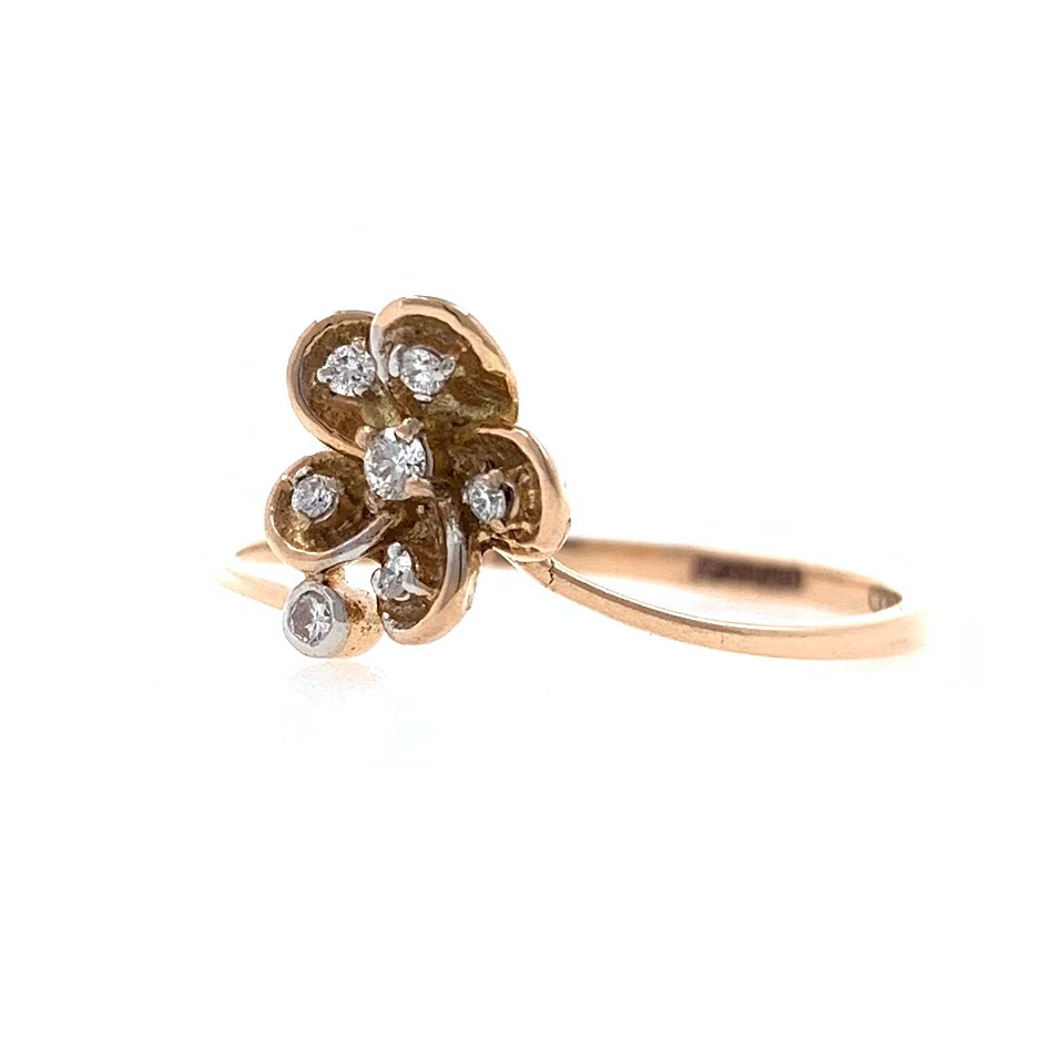 18kt / 750 Rose gold floral diamond ladies ring 9LR191 - Image 3