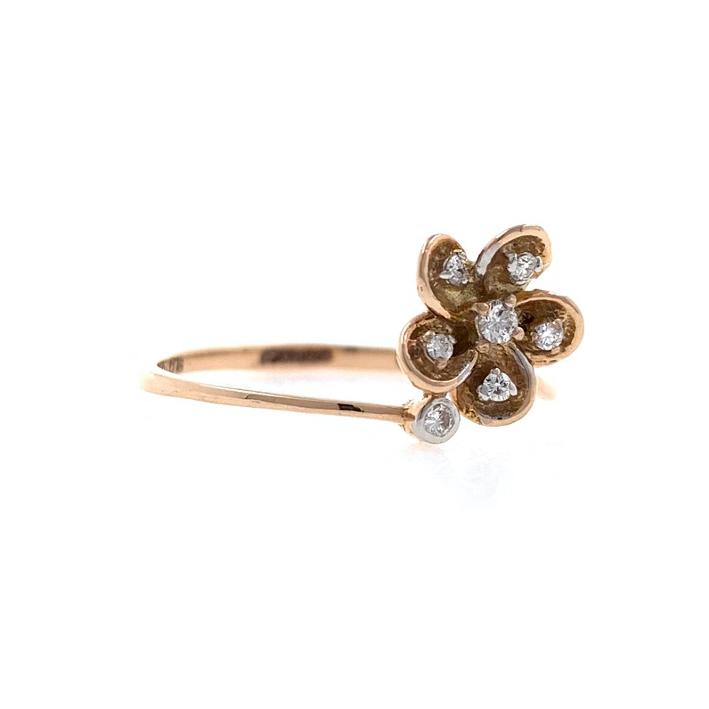 18kt / 750 Rose gold floral diamond ladies ring 9LR191 - Image 2