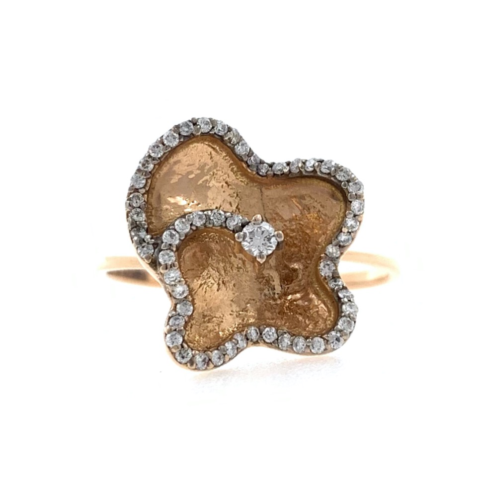 18kt / 750 Rose Gold Butterfly Diamond Ladies Ring 9LR186