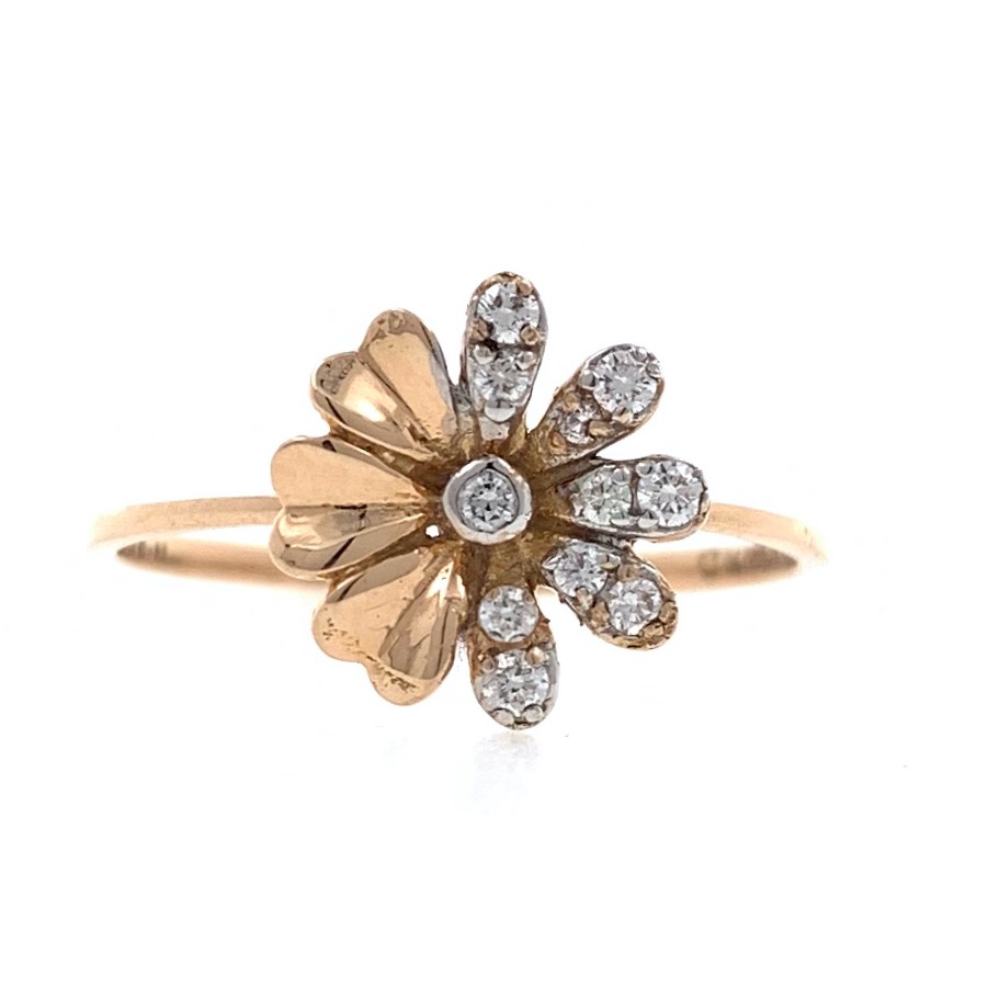 18kt / 750 Rose gold flower diamond ladies ring 9LR179