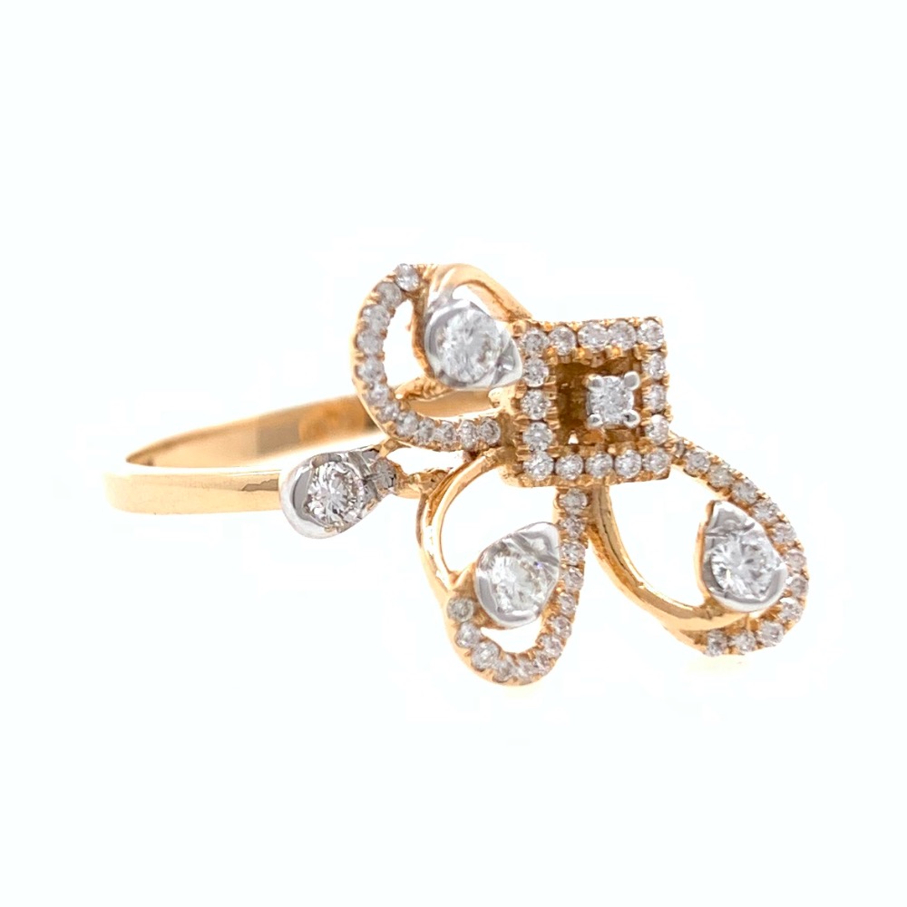 18kt / 750 rose gold fancy designer diamond ladies ring 9lr169 - Image 2