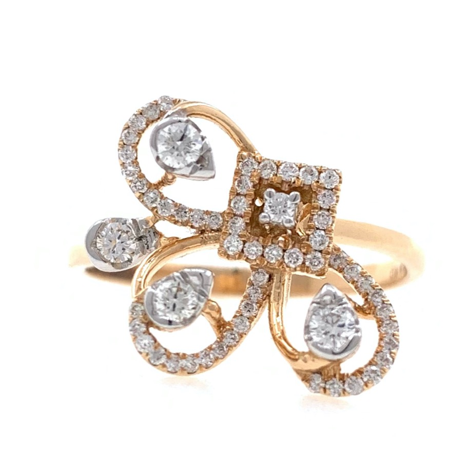 18kt / 750 rose gold fancy designer diamond ladies ring 9lr169