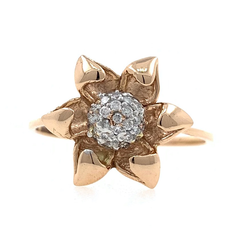 18kt / 750 rose gold sunflower diamond ladies ring 9lr168