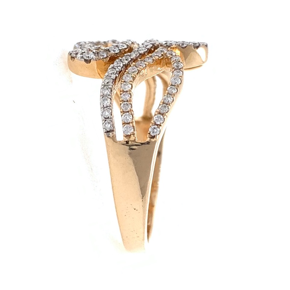 18kt / 750 rose gold dual heart diamond ladies ring 9lr167 - Image 4