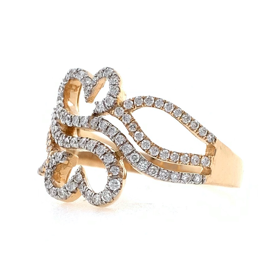 18kt / 750 rose gold dual heart diamond ladies ring 9lr167 - Image 3