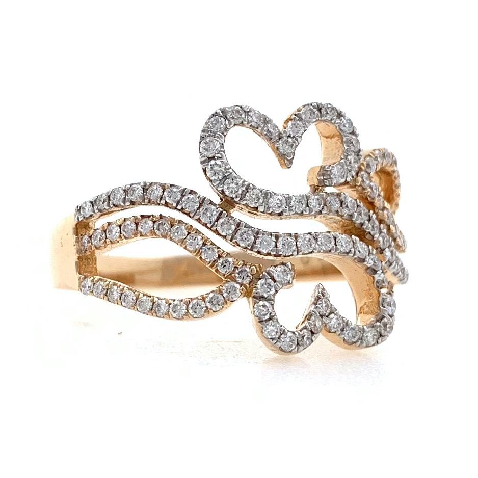 18kt / 750 rose gold dual heart diamond ladies ring 9lr167 - Image 2
