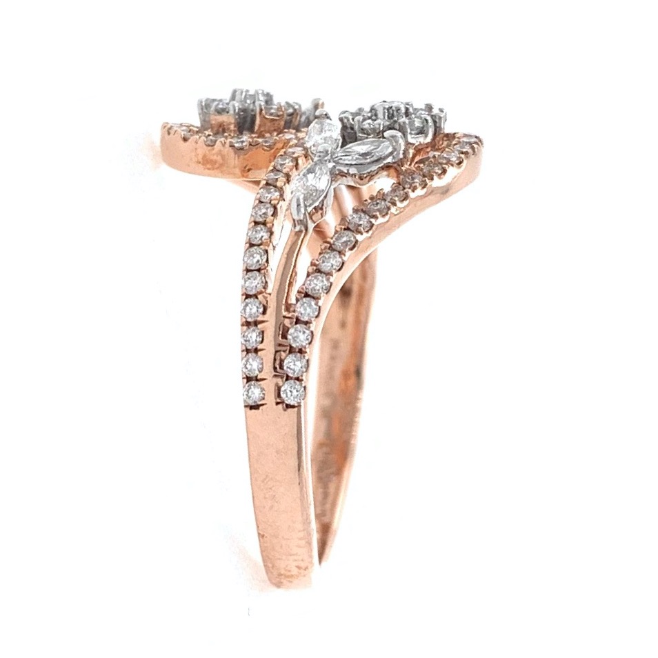 18kt / 750 rose gold floral designer diamond ladies ring 9lr163 - Image 4