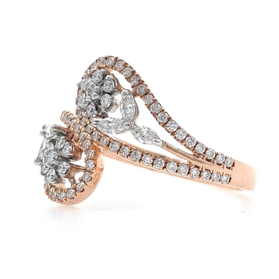 18kt / 750 rose gold floral designer diamond ladies ring 9lr163 - Image 3