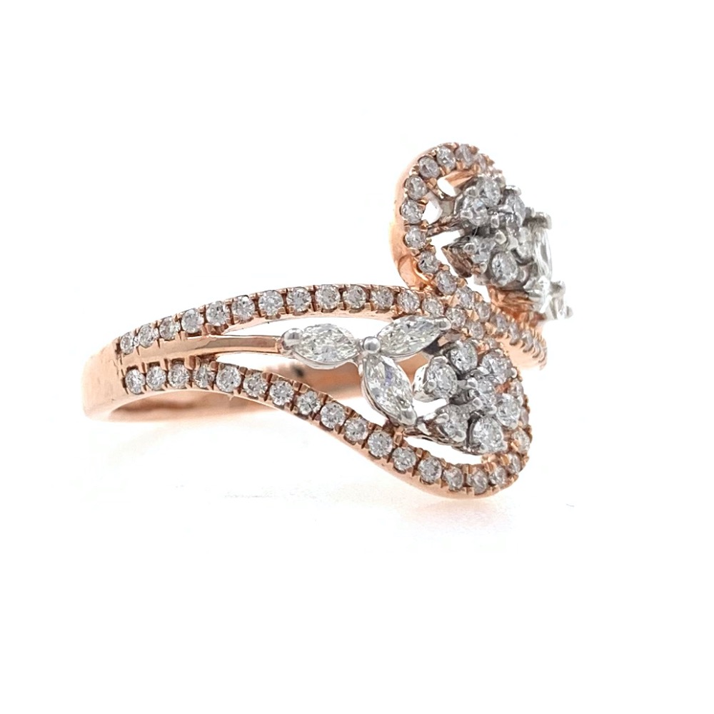 18kt / 750 rose gold floral designer diamond ladies ring 9lr163 - Image 2