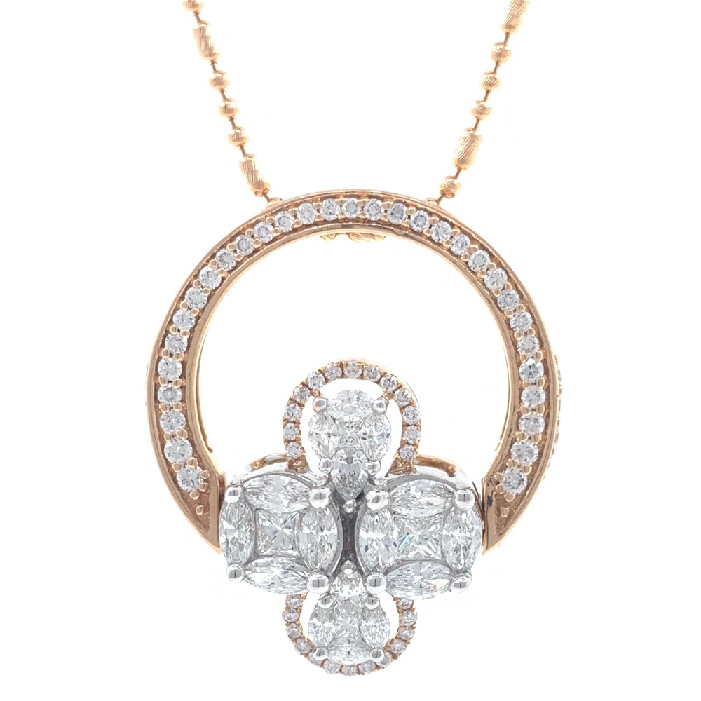 18kt / 750 rose gold designer pendant cum diamond ring 9lr139 - Image 2