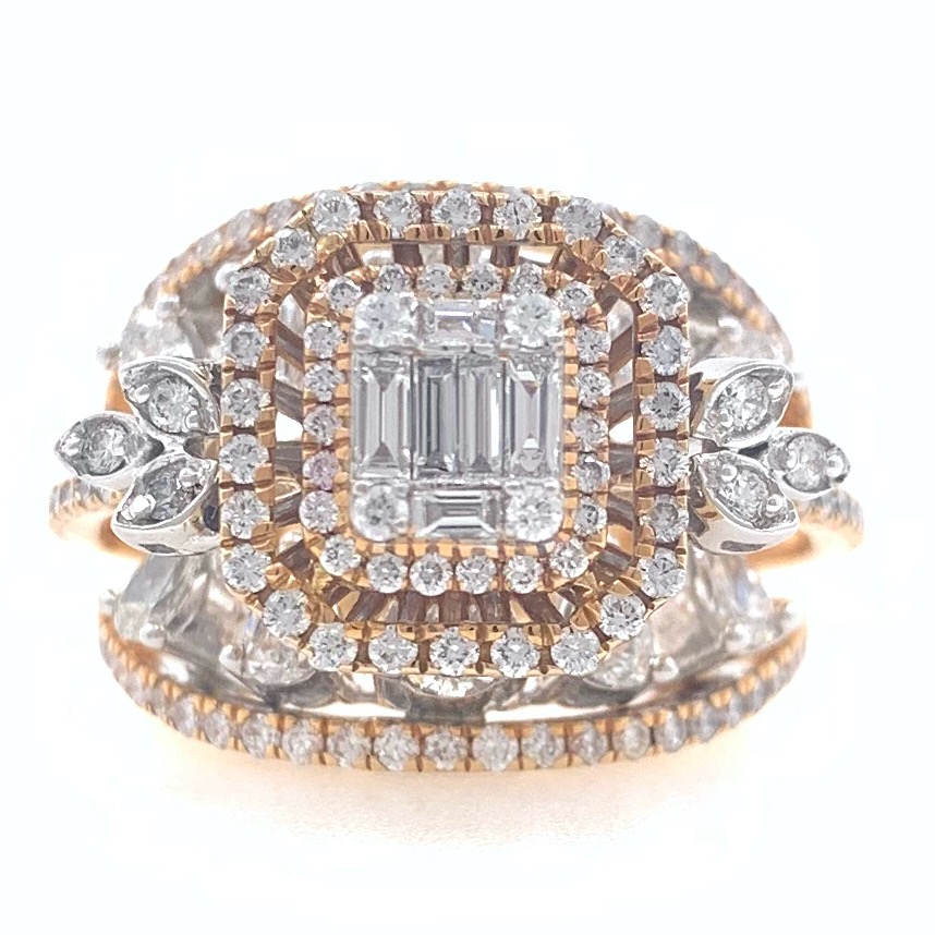 18kt / 750 rose gold cocktail party diamond ladies ring 9lr132