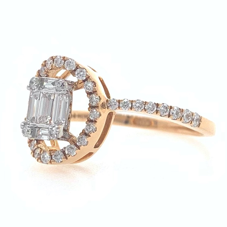 18kt / 750 rose gold solitaire look classic diamond ladies ring 9lr109 - Image 3