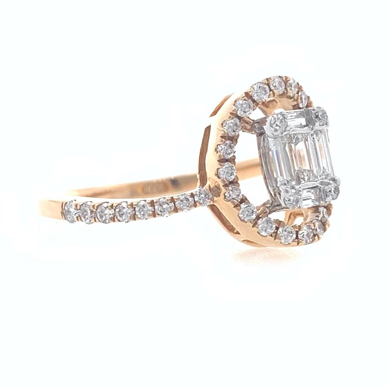 18kt / 750 rose gold solitaire look classic diamond ladies ring 9lr109 - Image 2