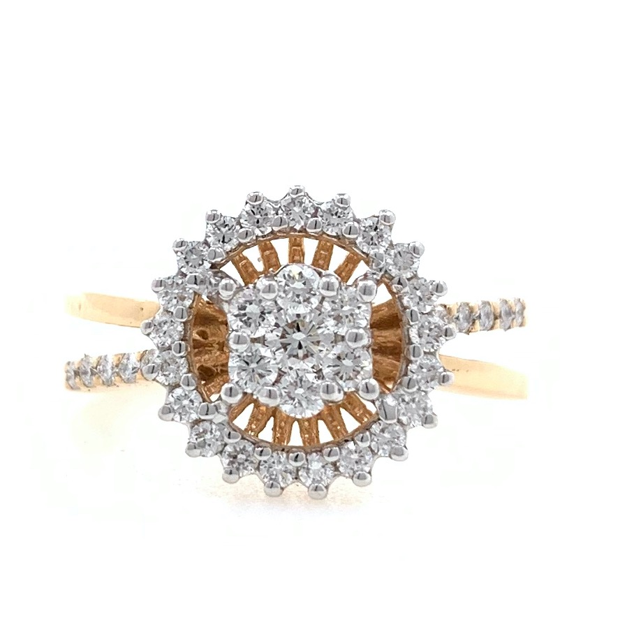 18kt / 750 rose gold flower diamond ring for ladies 9lr98
