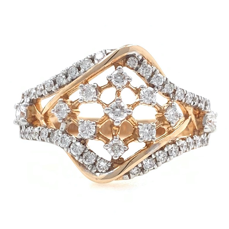 18kt / 750 rose gold fancy diamond ring for ladies 9lr96