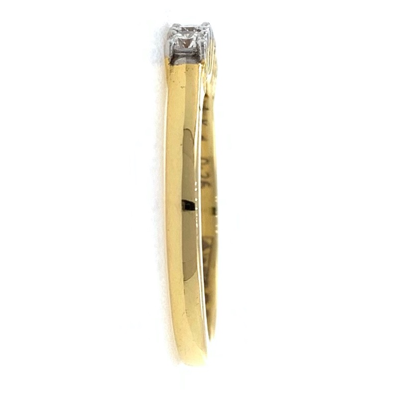 18kt / 750 yellow gold classic line diamond ring for girls 9lr86 - Image 4
