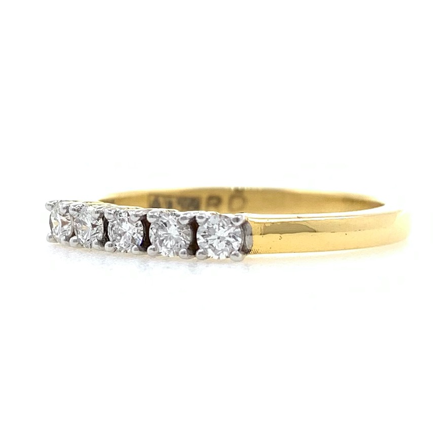 18kt / 750 yellow gold classic line diamond ring for girls 9lr86 - Image 3