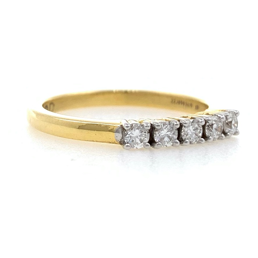 18kt / 750 yellow gold classic line diamond ring for girls 9lr86 - Image 2