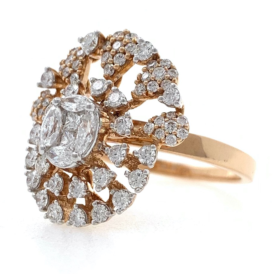 18kt / 750 rose gold solitaire look designer ladies ring 9lr81 - Image 3