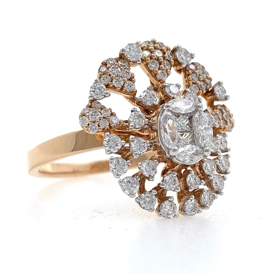 18kt / 750 rose gold solitaire look designer ladies ring 9lr81 - Image 2