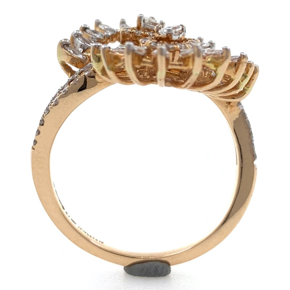 18kt / 750 rose gold floral diamond ladies ring 9lr79 - Image 5