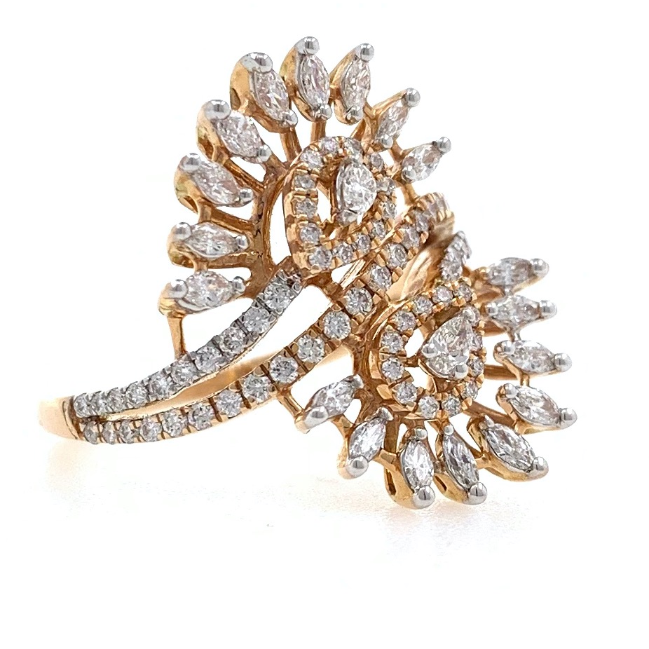 18kt / 750 rose gold floral diamond ladies ring 9lr79 - Image 2