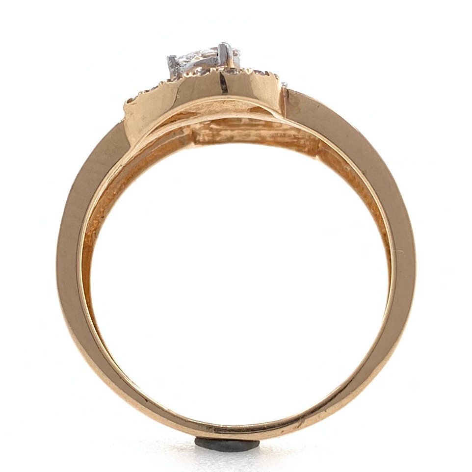 18kt / 750 rose gold two drop diamond ladies ring 9lr64 - Image 5