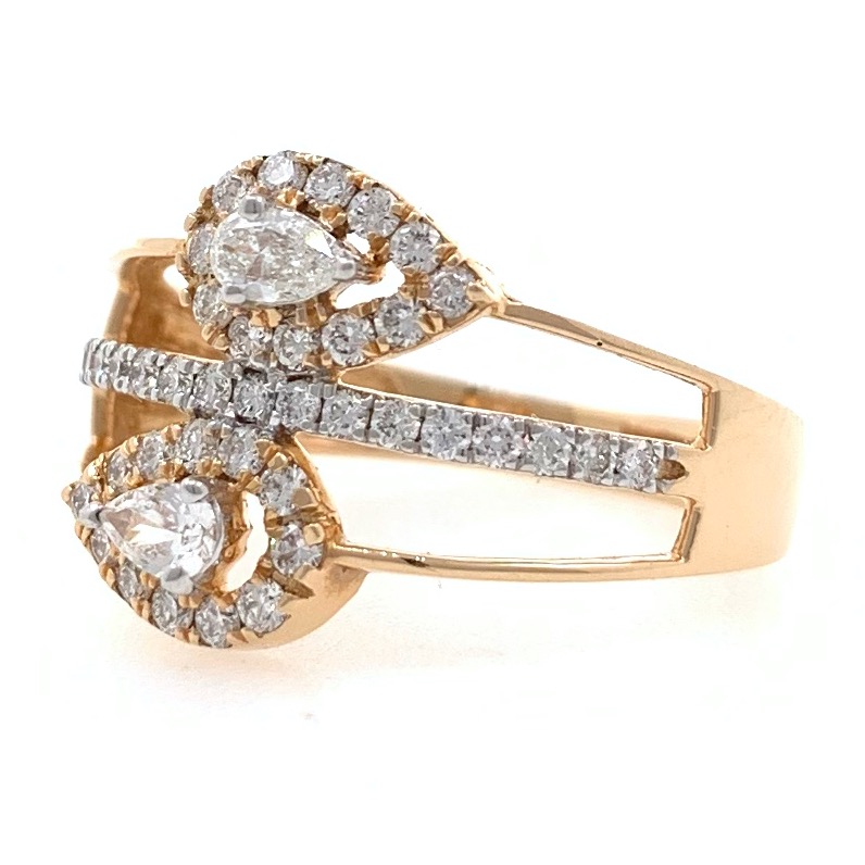 18kt / 750 rose gold two drop diamond ladies ring 9lr64 - Image 3