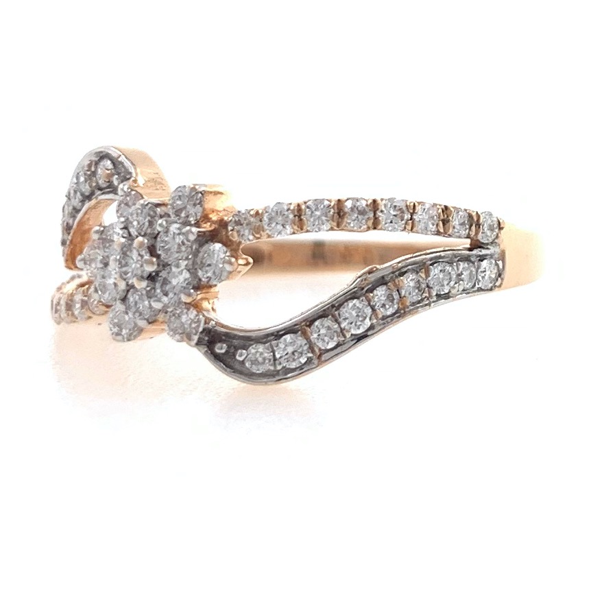 18kt / 750 rose gold floral diamond ladies ring 9lr53 - Image 3