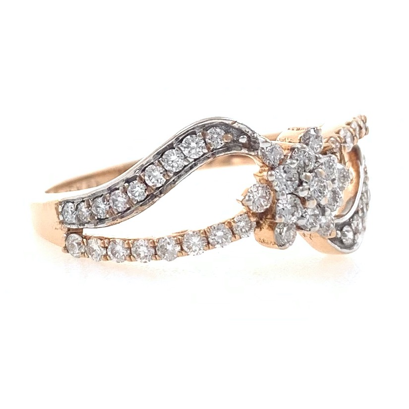 18kt / 750 rose gold floral diamond ladies ring 9lr53 - Image 2