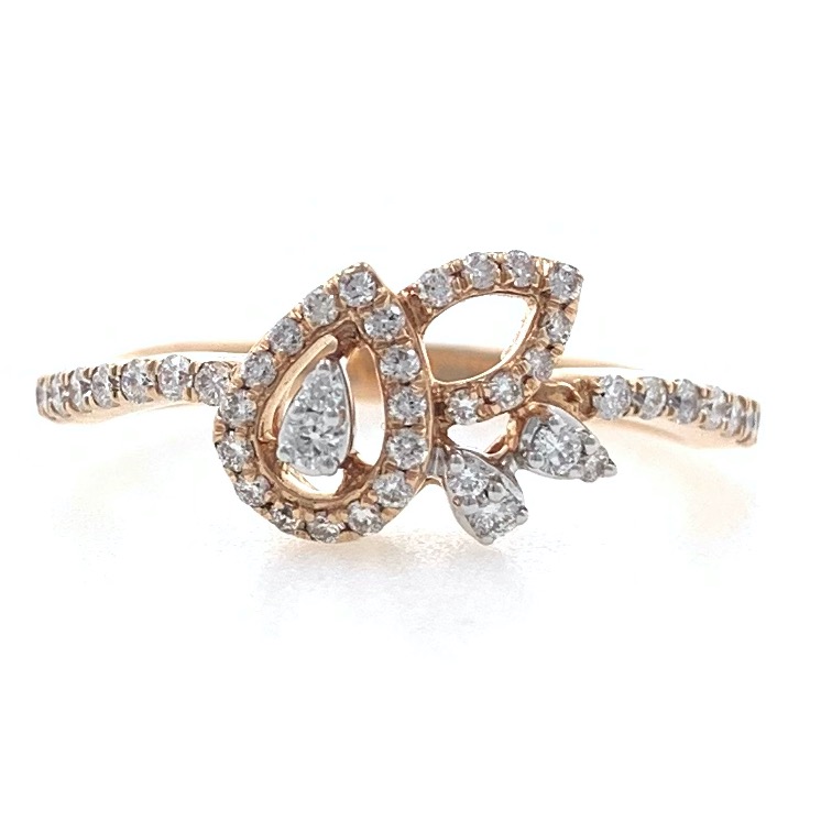 18kt / 750 rose gold tear drop diamond ladies ring 9lr38