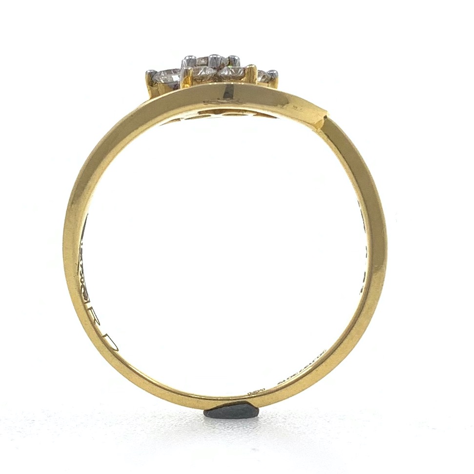 18kt / 750 yellow gold flower diamond ladies ring 9lr29 - Image 5
