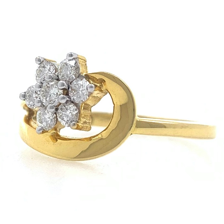 18kt / 750 yellow gold flower diamond ladies ring 9lr29 - Image 3
