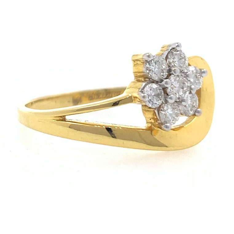 18kt / 750 yellow gold flower diamond ladies ring 9lr29 - Image 2