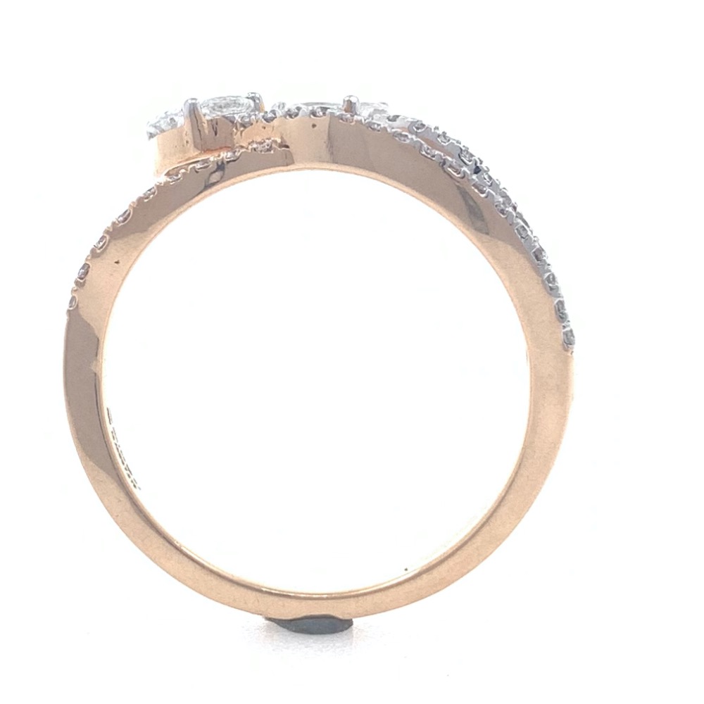 18kt / 750 rose gold two solitaire effect diamond ladies ring 9lr18 - Image 5