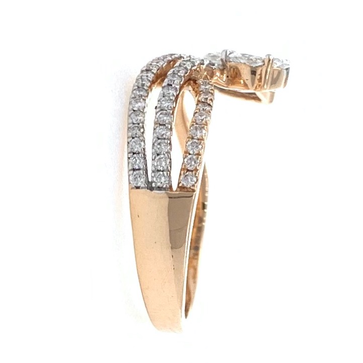 18kt / 750 rose gold two solitaire effect diamond ladies ring 9lr18 - Image 4