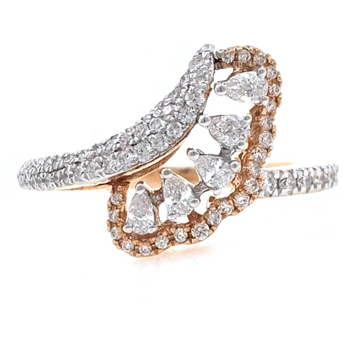 18kt / 750 rose gold fancy micro set diamond ladies ring 9lr17