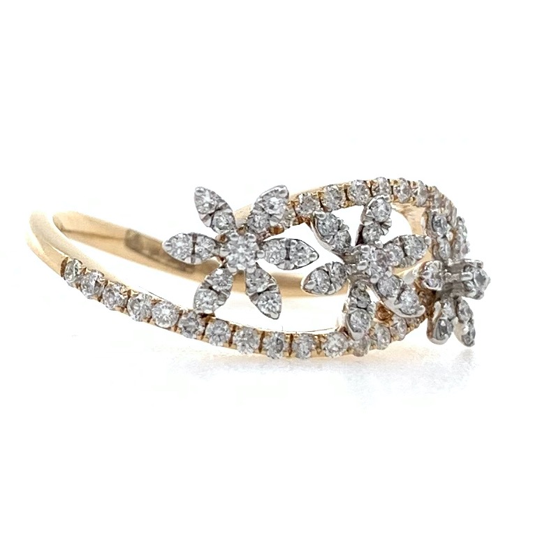 18kt / 750 rose gold three flower diamond ladies ring 9lr3 - Image 2
