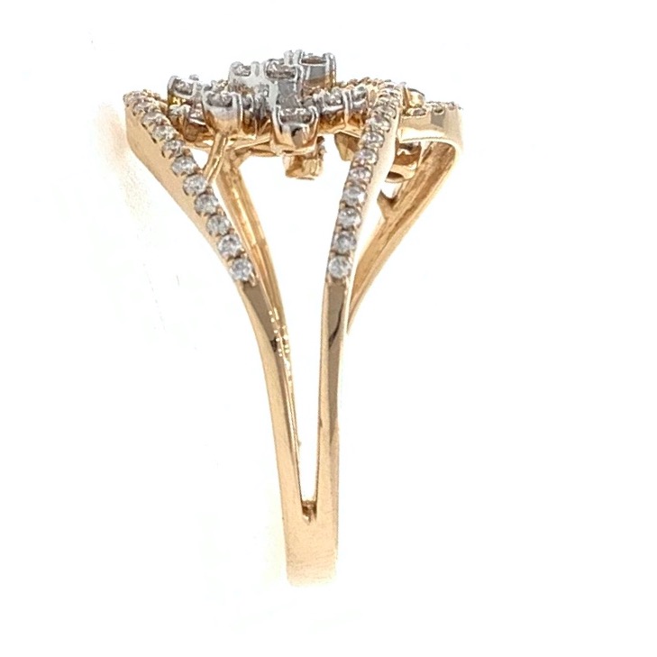 18kt / 750 rose gold floral designed micro set diamond ladies ring 9lr1 - Image 4