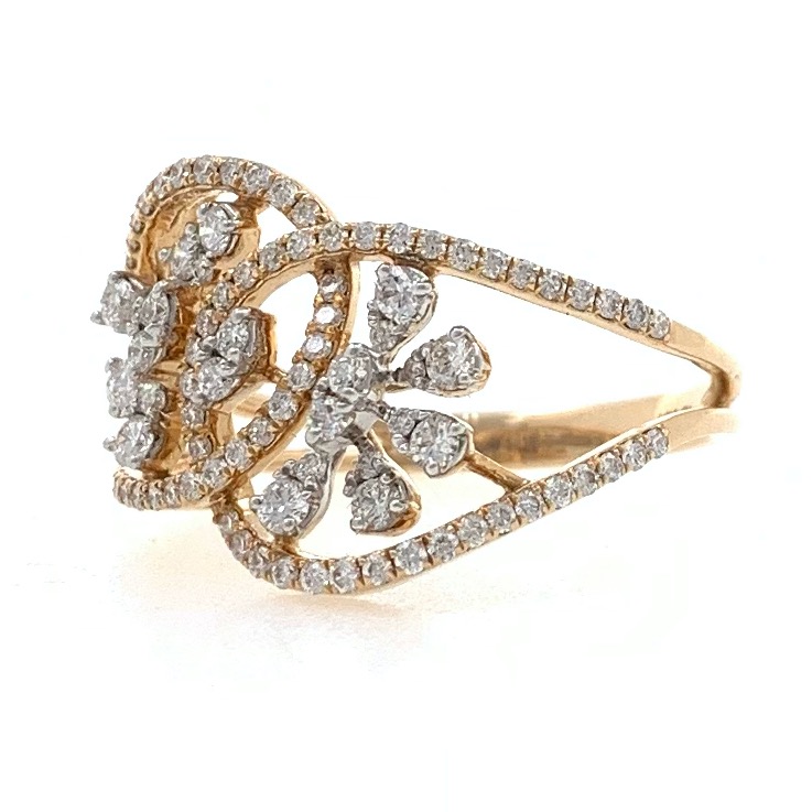 18kt / 750 rose gold floral designed micro set diamond ladies ring 9lr1 - Image 3