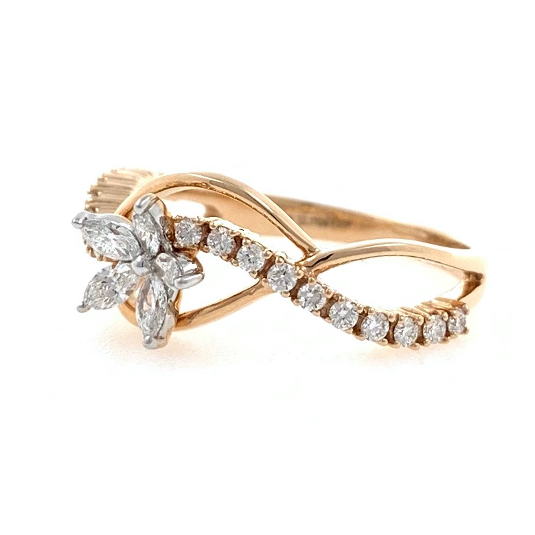 18kt / 750 rose gold flower diamond ring for ladies 8lr313 - Image 3