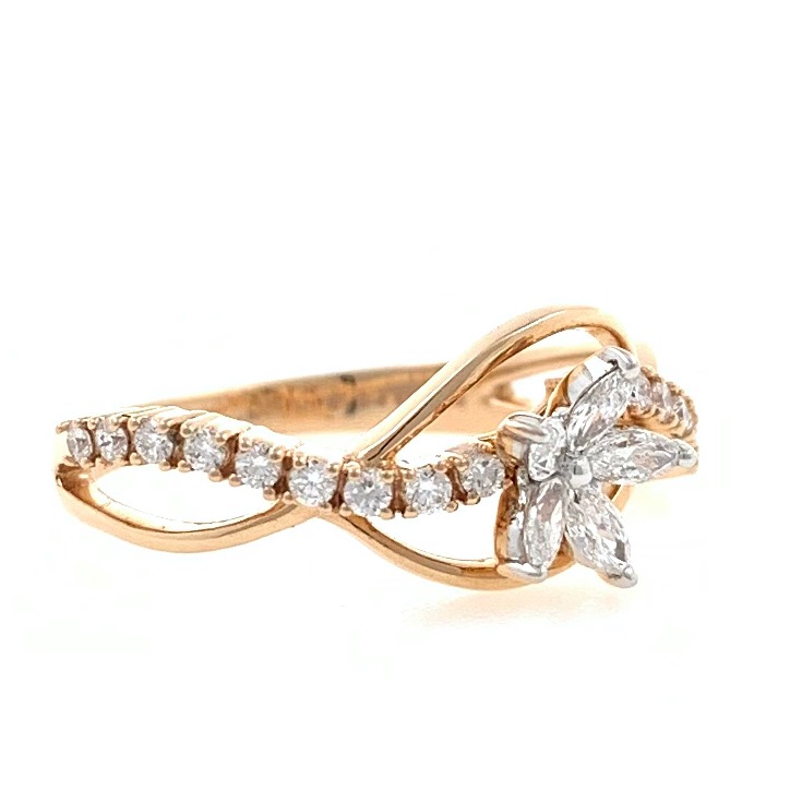 18kt / 750 rose gold flower diamond ring for ladies 8lr313 - Image 2