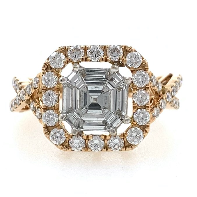 18kt / 750 rose gold solitaire look wedding diamond ring 8lr294