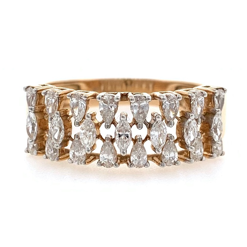 18kt / 750 rose gold fancy band diamond ladies ring 8lr293