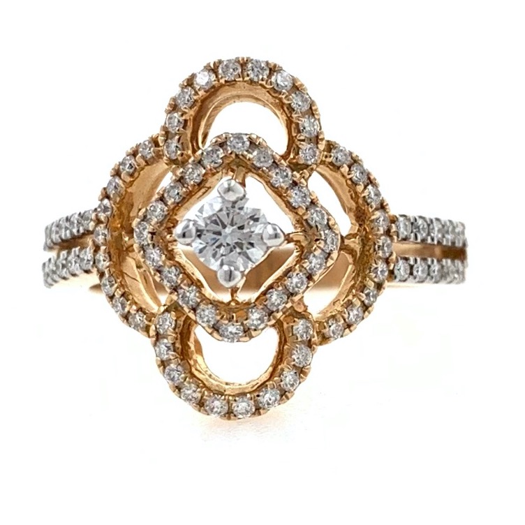 18kt / 750 rose gold micro set diamond ladies ring 8lr230