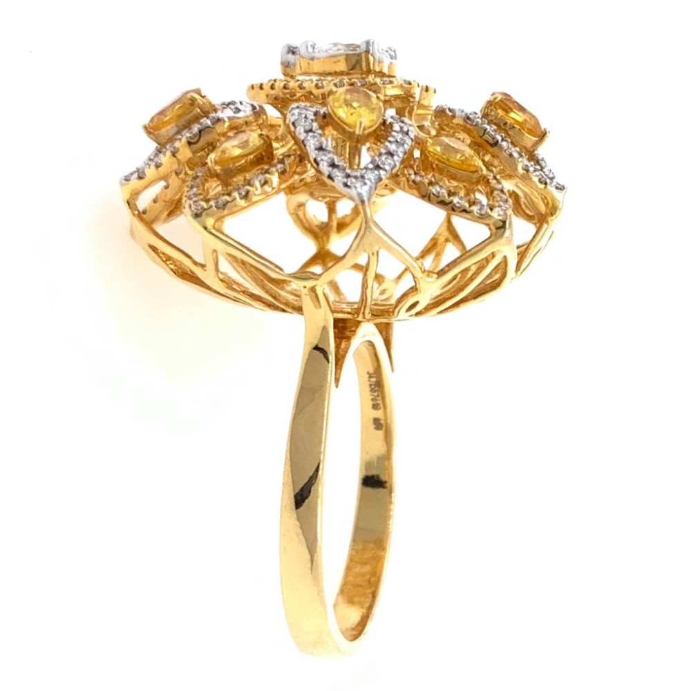 18kt / 750 yellow gold cocktail diamond ring for ladies 8lr228 - Image 4