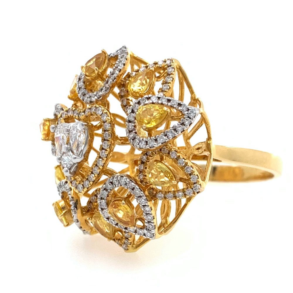18kt / 750 yellow gold cocktail diamond ring for ladies 8lr228 - Image 3