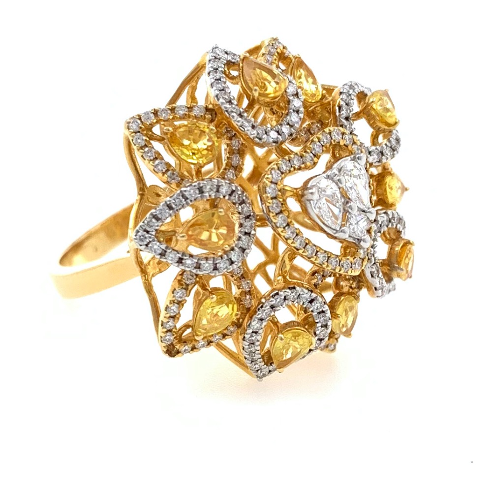18kt / 750 yellow gold cocktail diamond ring for ladies 8lr228 - Image 2