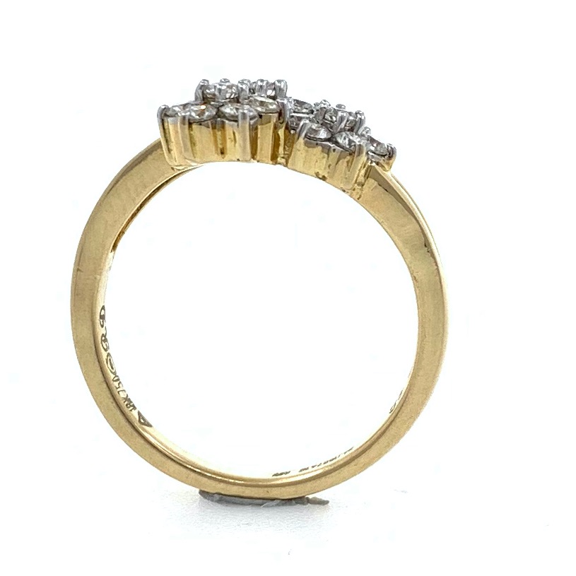 18kt / 750 yellow gold three flower diamond ring for ladies 8lr227 - Image 5