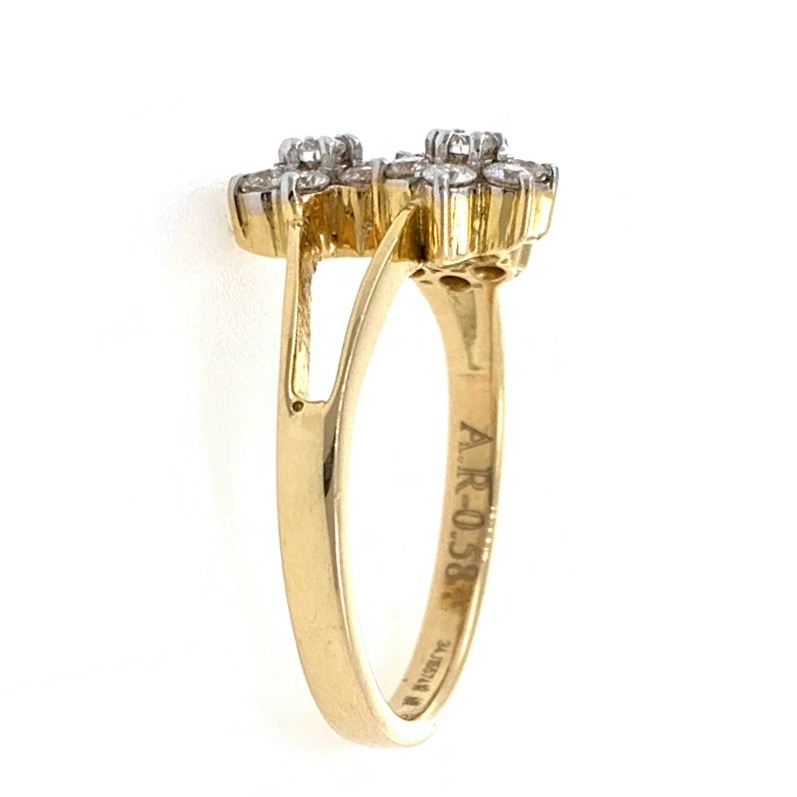 18kt / 750 yellow gold three flower diamond ring for ladies 8lr227 - Image 4